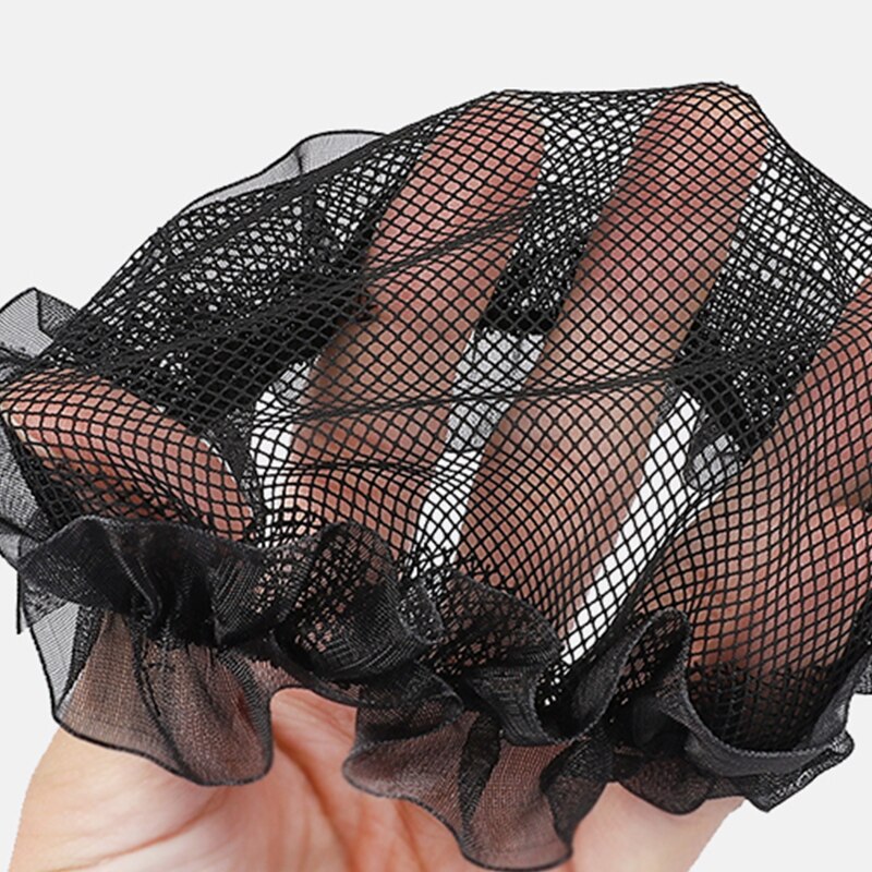 Cuerda para el pelo para mujer, red elástica para el pelo, Kit de peluquería negro, malla pequeña Invisible para moño de pelo, Donut para enfermera, estilo de cabello