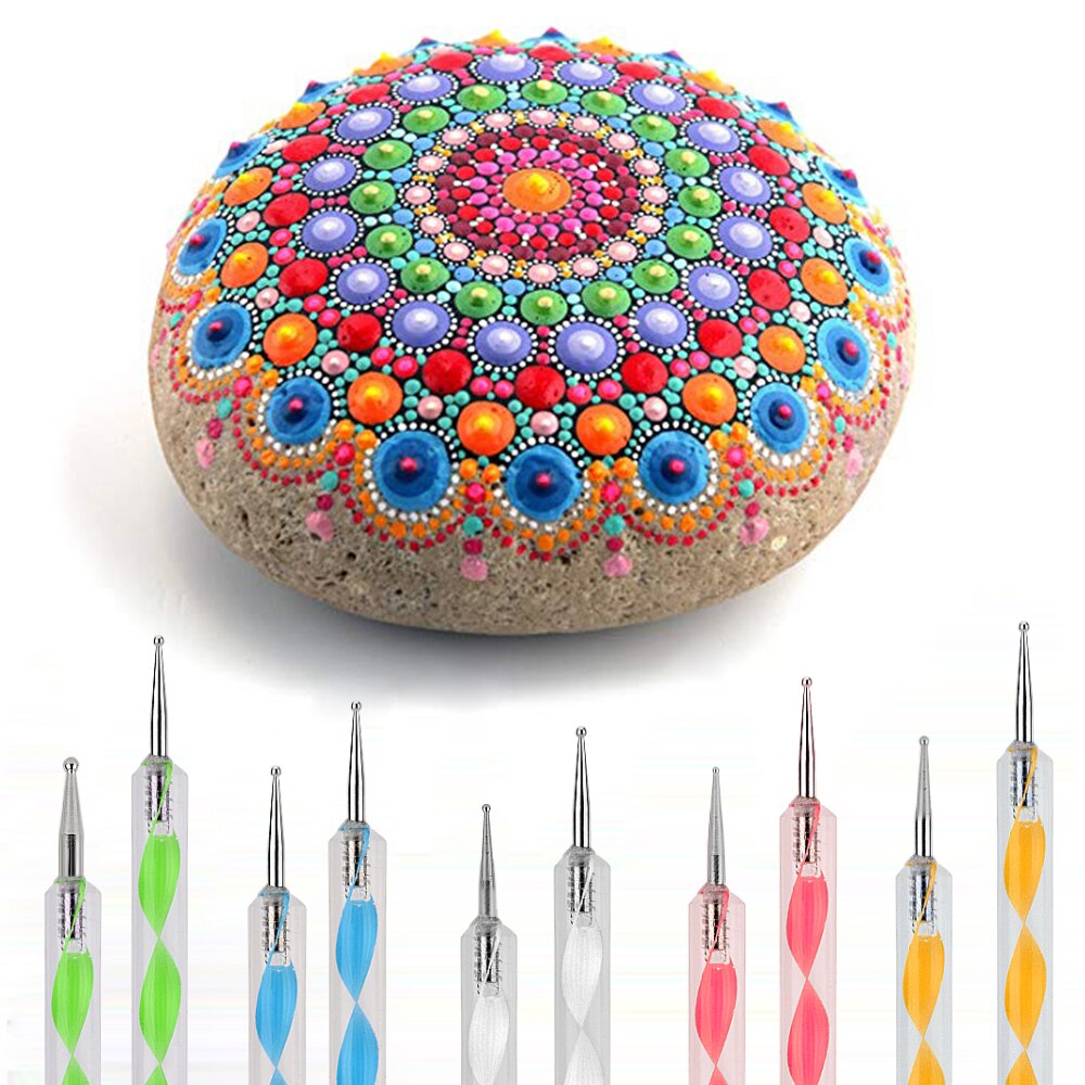 5PCS Nail Art Tools Mandala Dot Painting Tool Kit Mandala Stencils Dot Painting Pen Set Nail Rhinestones Tool