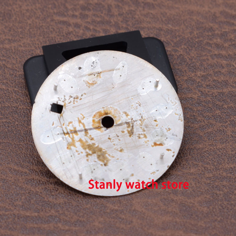 Gran , 29mm, dial gris estéril, marcas luminosas, abertura para fecha, esfera del reloj fit ETA 2824 2836, movimiento