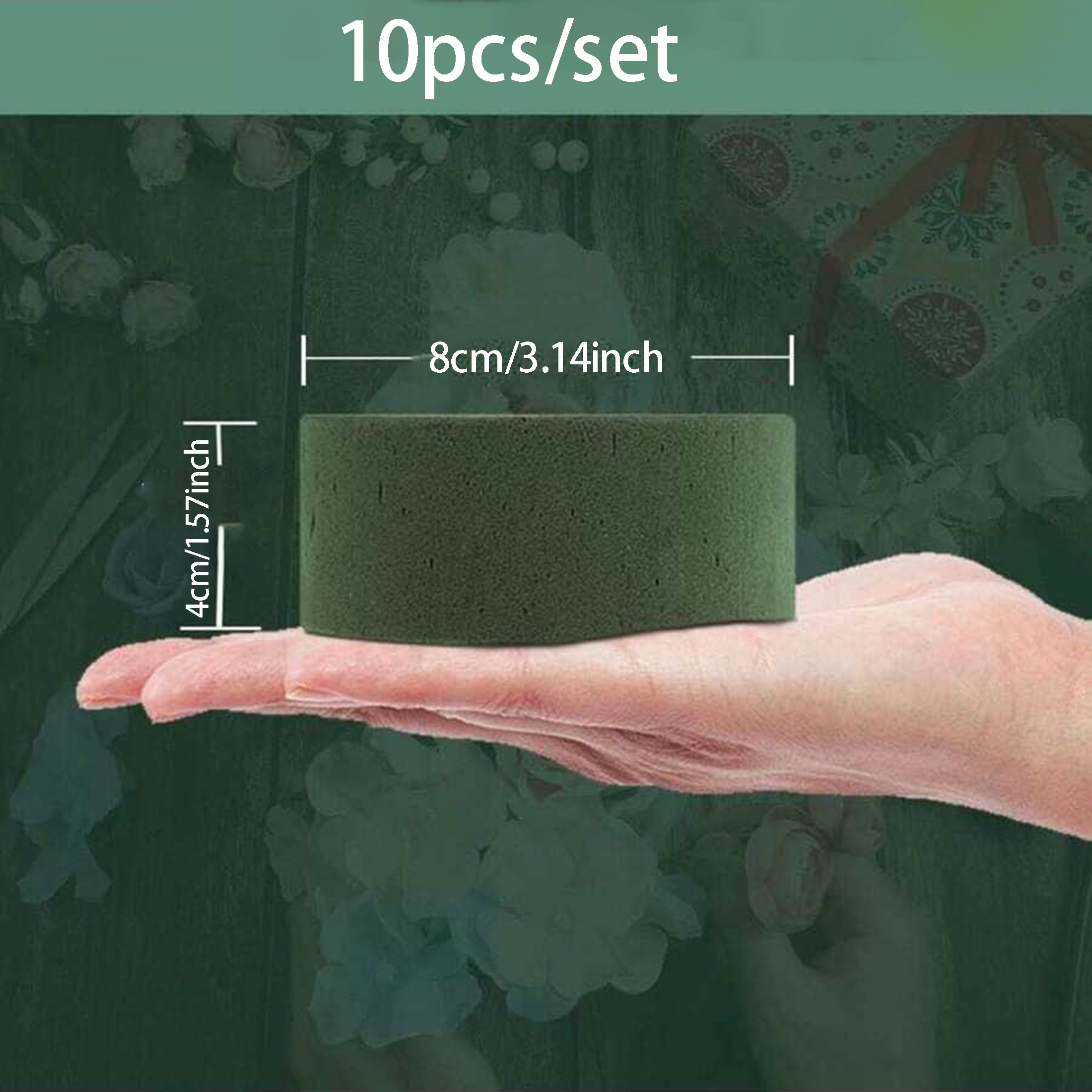Espuma floral verde, tijolo de espuma floral redondo de 10 peças, blocos de espuma floral seca, lama de flor artificial kit de arranjo de flores diy: Default Title