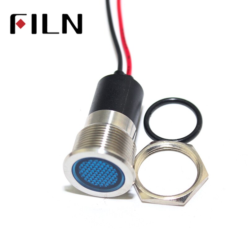 FILN red green yellow blue white led metal 19mm mounting hole 24v 110v 220v 12v indicator light with 20cm cable