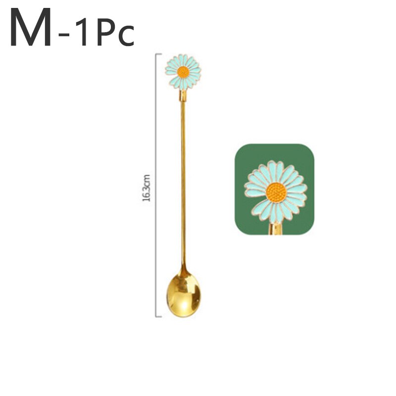 1Pc Rvs Kersenbloesem Lepel Vork Taart Koffie Dessert Thee Ijs Roeren Lepels Leuke Daisy Keuken Theelepel: M