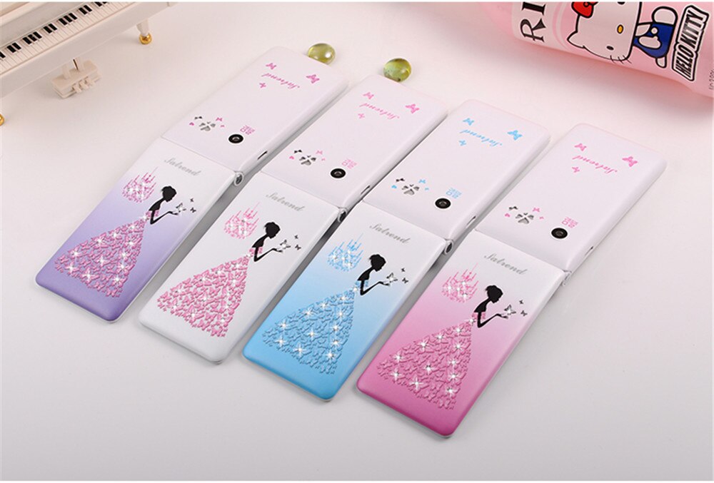 Teléfono Móvil KUH D11 con tapa, Tarjeta SIM Dual, , para niñas, flor para mujer, linterna LED, teléfono móvil a la