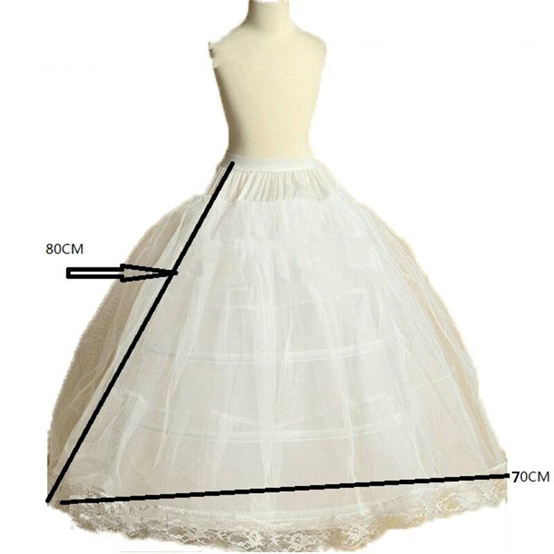 Long Child Petticoat for Children Flower Girl 4 Hoops Petticoat Crinolines Slip Underskirt Jupon Enfant Rockabilly 80cm