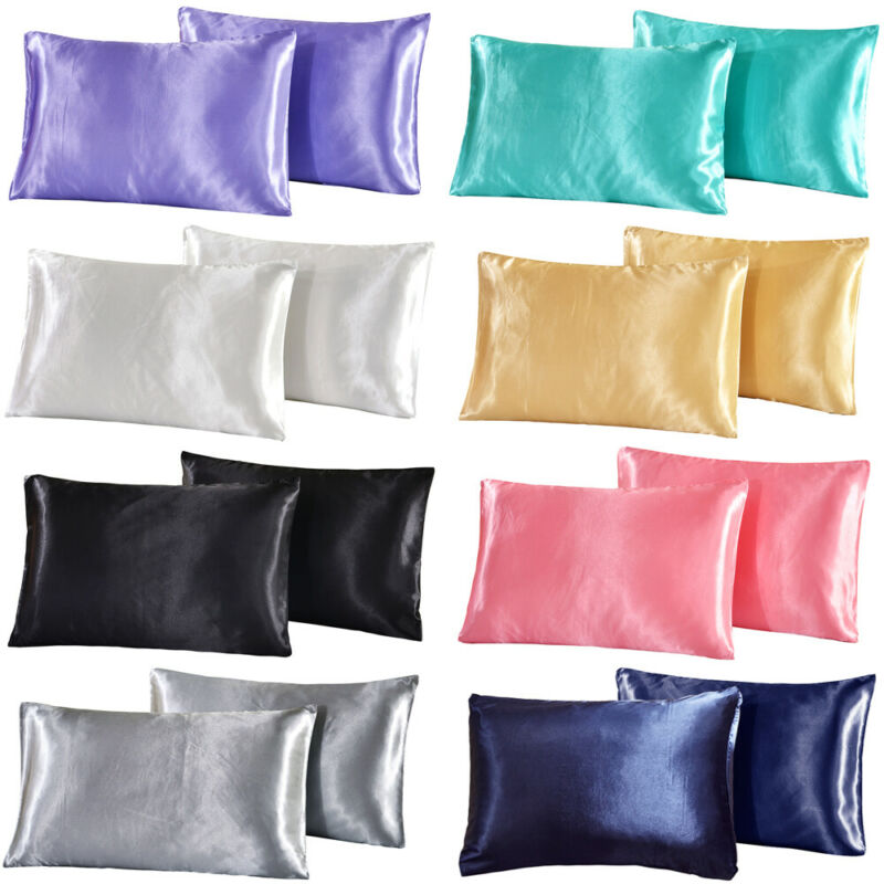 1Pc Koningin Satijn Zijde Kussensloop Kussen Case Cover Thuis Beddengoed Smoothy Kussen Rechthoek Beddengoed Kussen