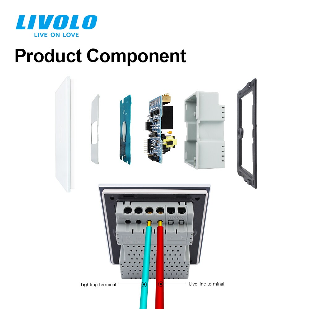 Livolo UK standard Wall Light Touch Switch,Glass Panel,touch sensor control,with led backlight,1-4gangs,wall touch switch