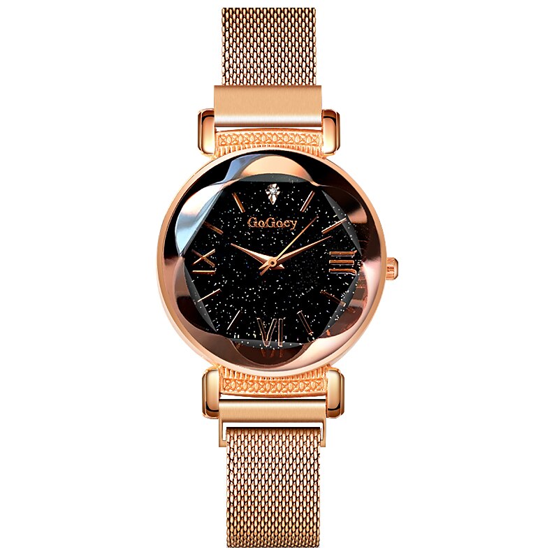 Vrouwen Horloge Gogoey Luxe Persoonlijkheid Romantische Ster Horloges Crystal Magneet Gesp Dames Tijd Klok Relogio Feminino: rose gold