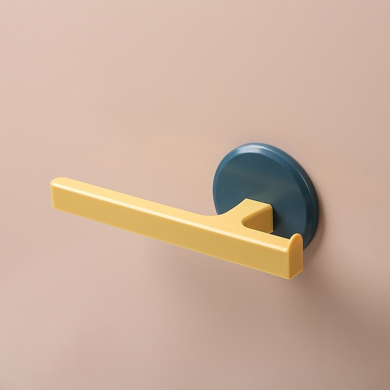Toalleros autoadhesivos, soporte montado en la pared, colgador de toallas para baño, barras de toalla, estante, soporte de rollo, gancho colgante: YELLOW