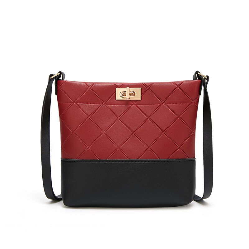 Bandolera de cuero suave rómbico para mujer, tipo bandolera bolso de hombro, con bloqueo de teléfono,: Rojo