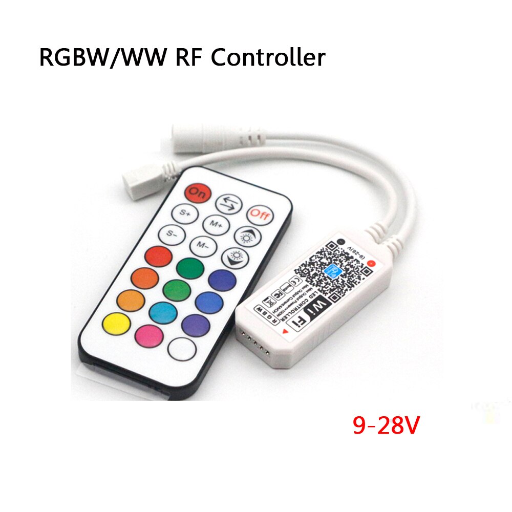 Contrôleur vocal USB intelligent WiFi LED contrôleur RGBW RGB cct Pixel bande Alexa Google maison musique minuterie Bluetooth DC5V 12V 24V 28V: 21key RF RGBW Wifi