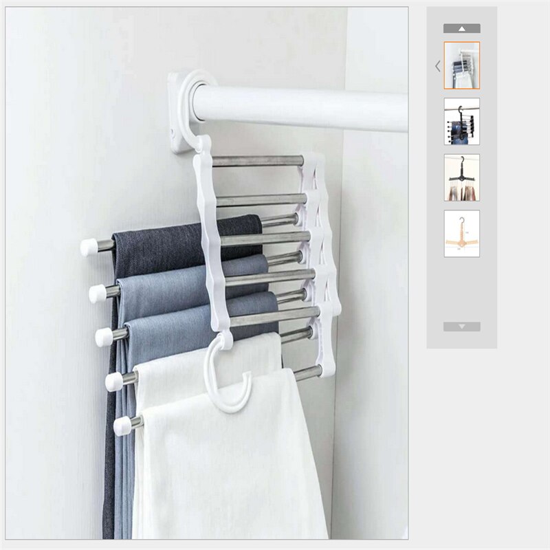 1pcs Portable Multi Functional Clothes Hangers Pants Storage Hangers Cloth Rack Multilayer Storage Cloth Magic Hanger: White