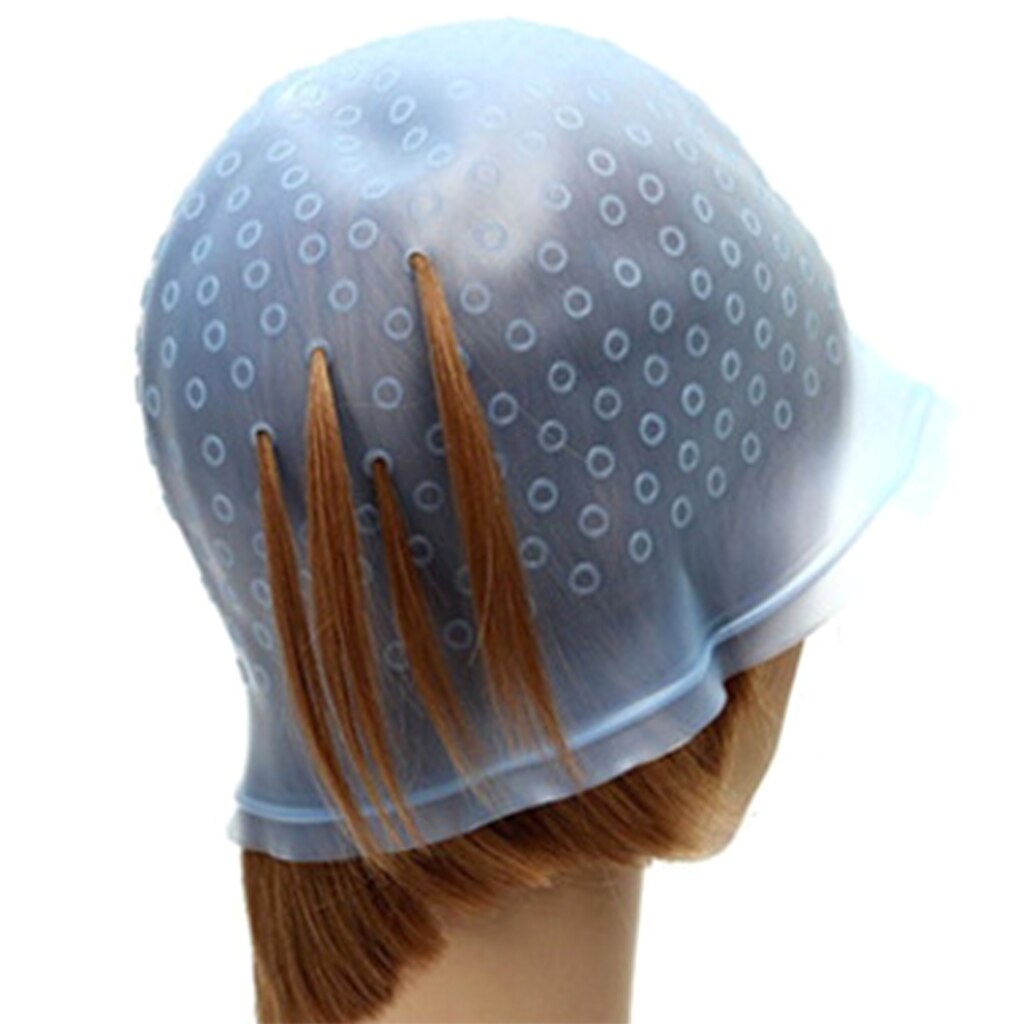 Gorro de tinte de silicona reutilizable para el cabello, gorra de peluquería con aguja de gancho, herramientas de teñido de glaseado