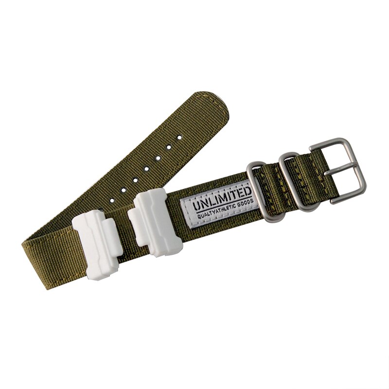 Nylon NATO Watchband for Casio G-Shock G-Shock GA-110/ 100,DW-5600,GW-6900 Sliver Ring Buckle Bracelet Band Strap With Adapters: White