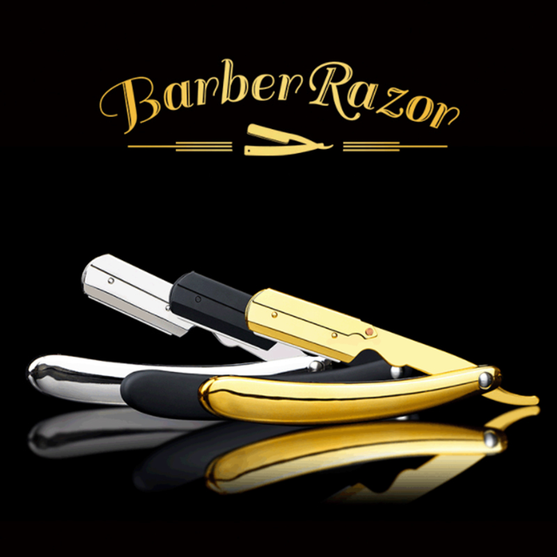 Men&#39;s Shaver Straight Beard Shaving And Care Razor Knife Gold Plating Barber Hairdressing Razor Tool Holder