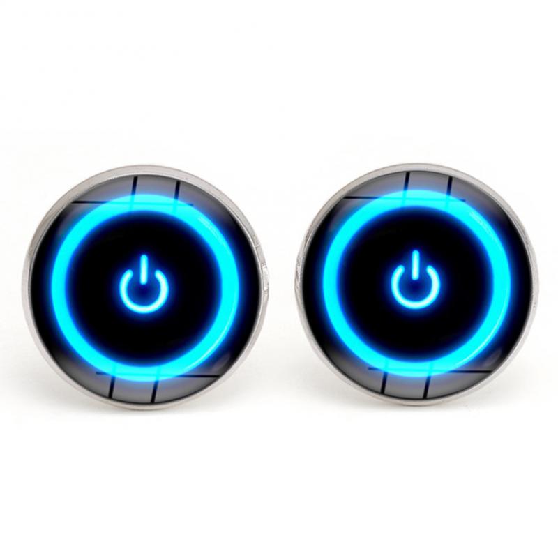 Boutons de manchette bouton interrupteur numérique pour homme, boutons de manchette créatifs, pour chemise, ordinateur, SLR, jeu: Argent