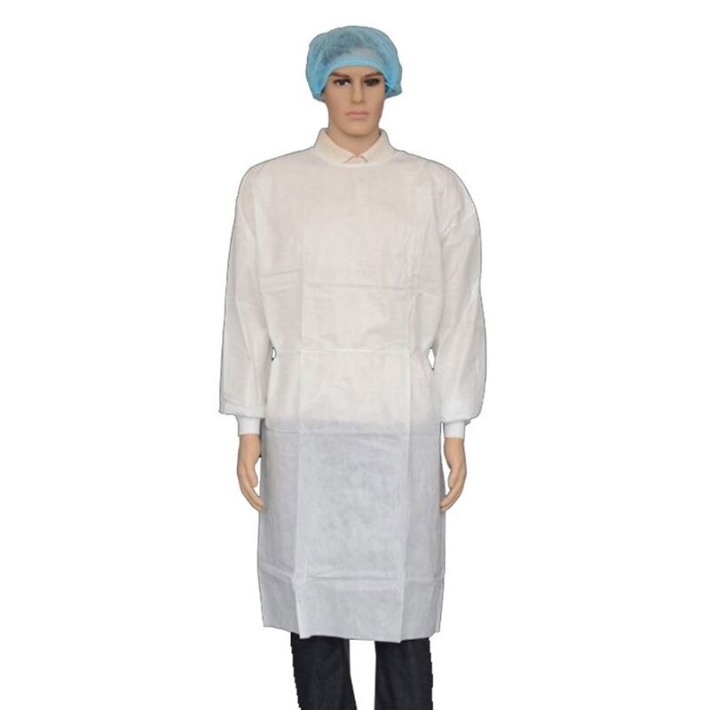 Isolation Gown with Elastic Cuff Disposable Non-Woven Splash Resistant fits all