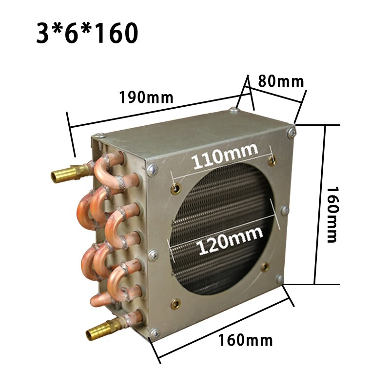 Radiador de condensador para congelador, refrigerador refrigerado por aire, con aleta de aluminio y tubo de cobre, intercambiador de calor con ventilador: A
