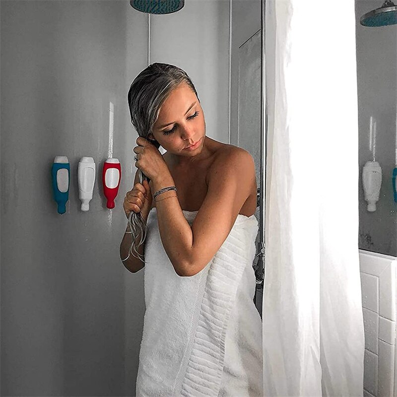 Shower Dispenser Shampoo Silicone Squeeze Bottle Organizer Wall Mounted with Hook Silicone Soap Dispenser Bath Accessories