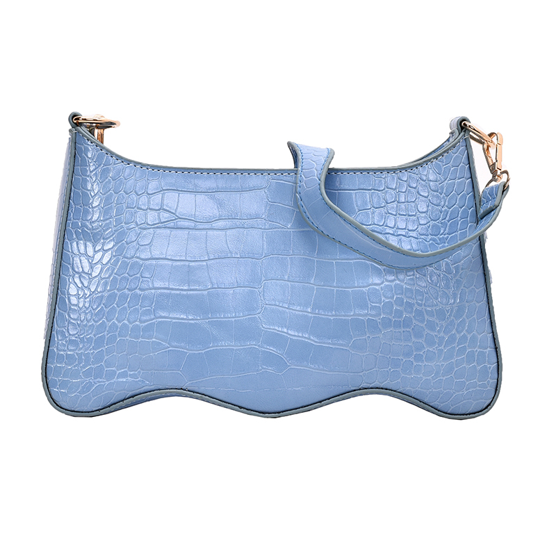 Bags For Women Retro Small Shoulder Bag Summer Stone Pattern Handbag And Purse Solid Color Leather Totes Bag: Blue shoulder bag