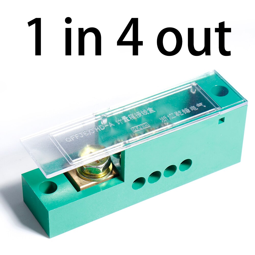 Wire Row Terminal Block Copper wiring Ground Electrical Connector Bar Unipolar Splitter Junction Box Retardant Metering Cabinet: QFFJ6 1in 4out