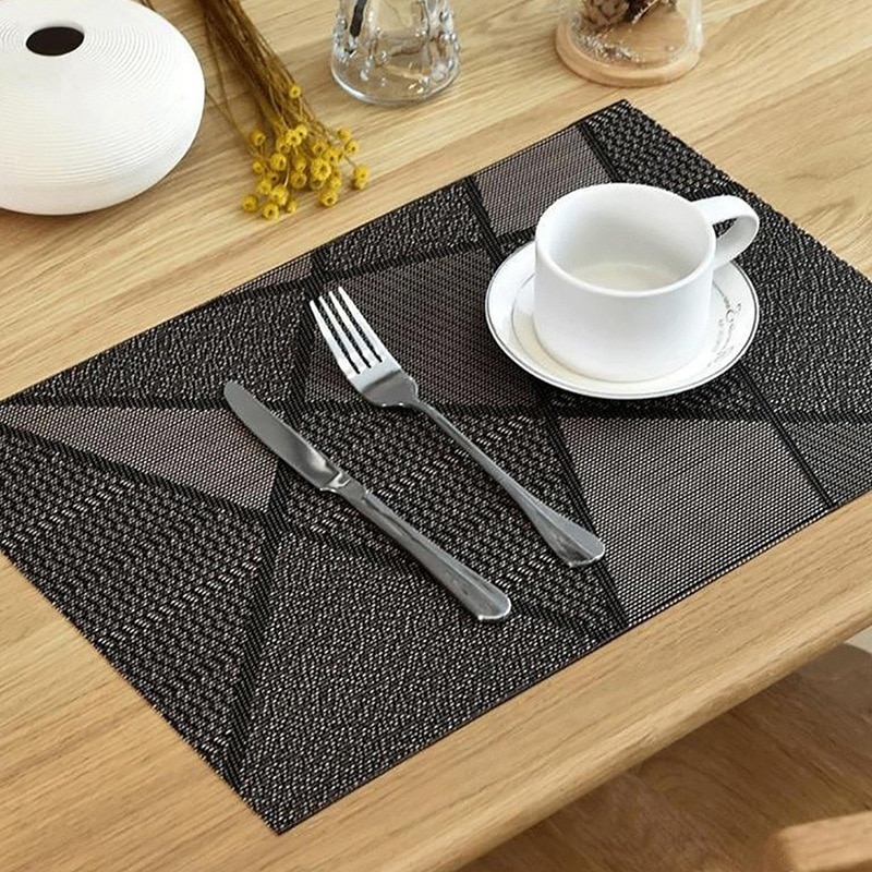 6 st europastil placemat vattentät dekorationsmatta värmebeständig matta maträtter coaster porslin matta för bord svart: Default Title