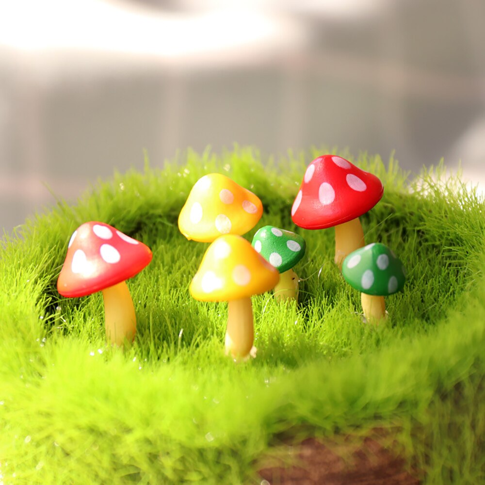5 stk mini champignon plast figurer håndværk diy miniature dyr mikro landskab hjem indretning til mikro landskab yard bonsai