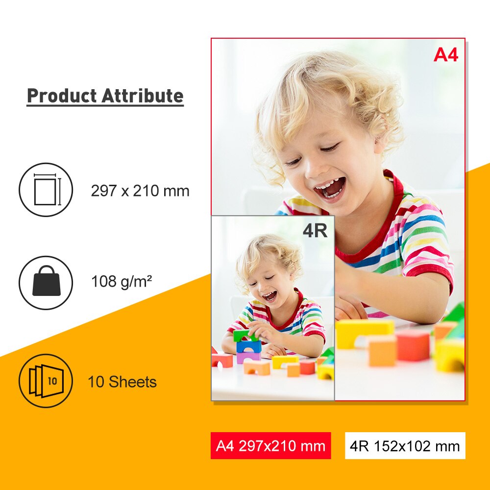 50 Sheets A4 Matte Photo Paper Inkjet Printer Photographic Paper 108g Waterproof Fade-resisitant Compatible for inkjet printer