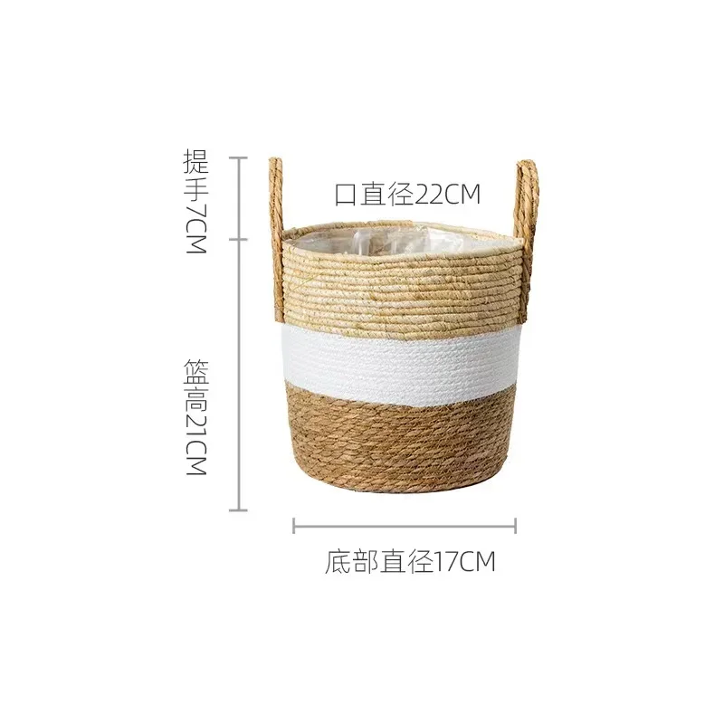 Großer Pflanzgefäß aus natürlichem Seegras, Abdeckung für Blumentöpfe, Pflanzgefäße für den Innenbereich, Blumentöpfe, gewebter Korb, Canasto Decorativo Home Garden Deco: Blau