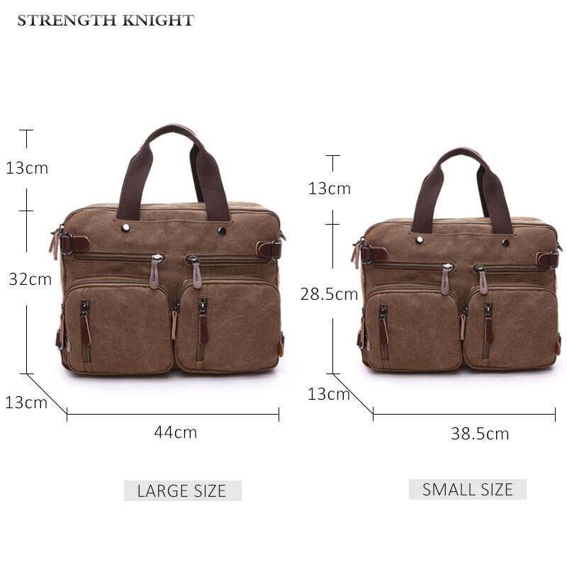 Retro Männer Leinwand Tasche Leder Aktentasche Reise Koffer Messenger Schulter Tote Zurück Handtasche Große Casual Business Laptop Tasche