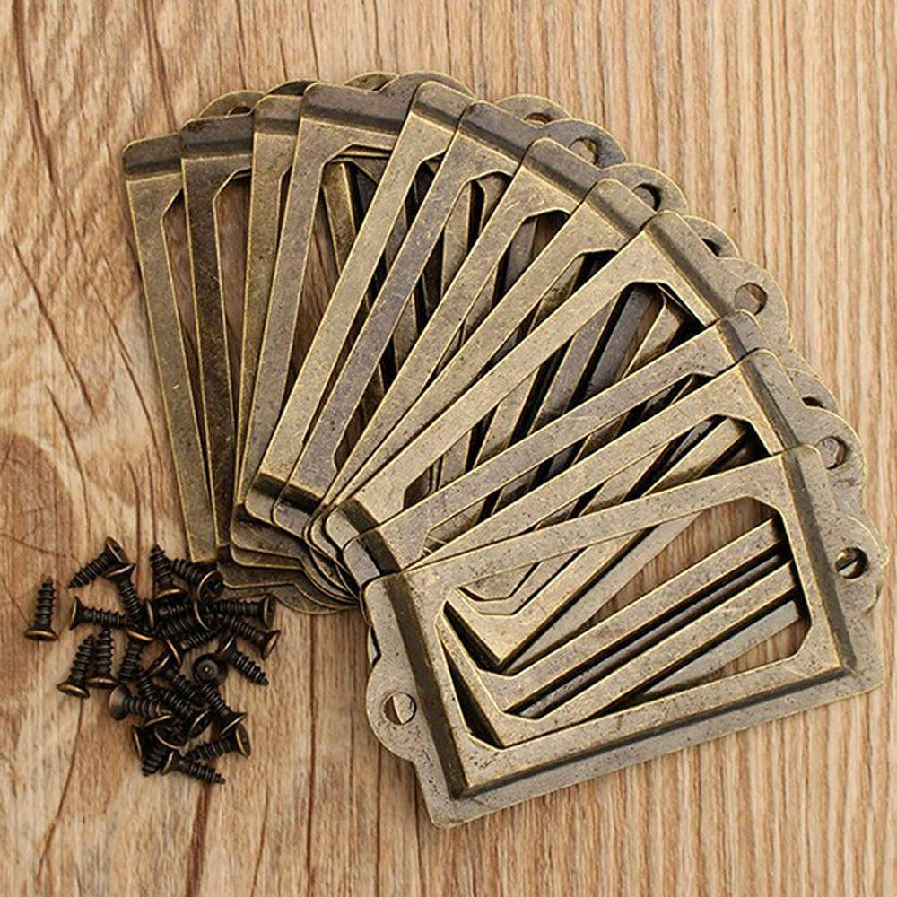 24pcs 70mm Antique Label Box Drawer Handle Card Frame Apothecary Cabinet Drawer Hardware Accessories