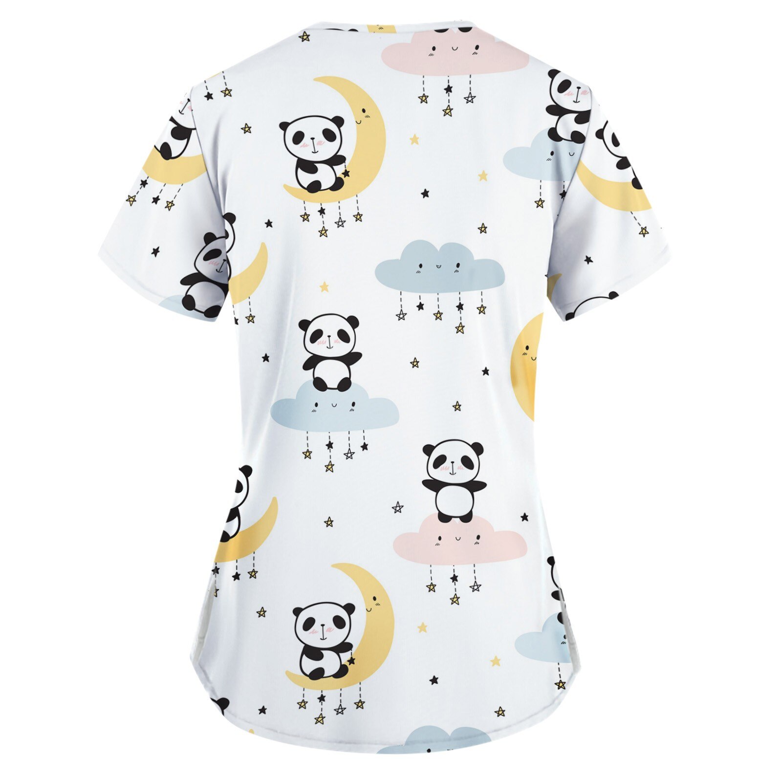 #E05 Female Nurse Uniform Short-sleeved V-neck Tops T Shirt Women Scrubs Uniforms Pocket Nursing Scrubs Tops Медицинская Одежда