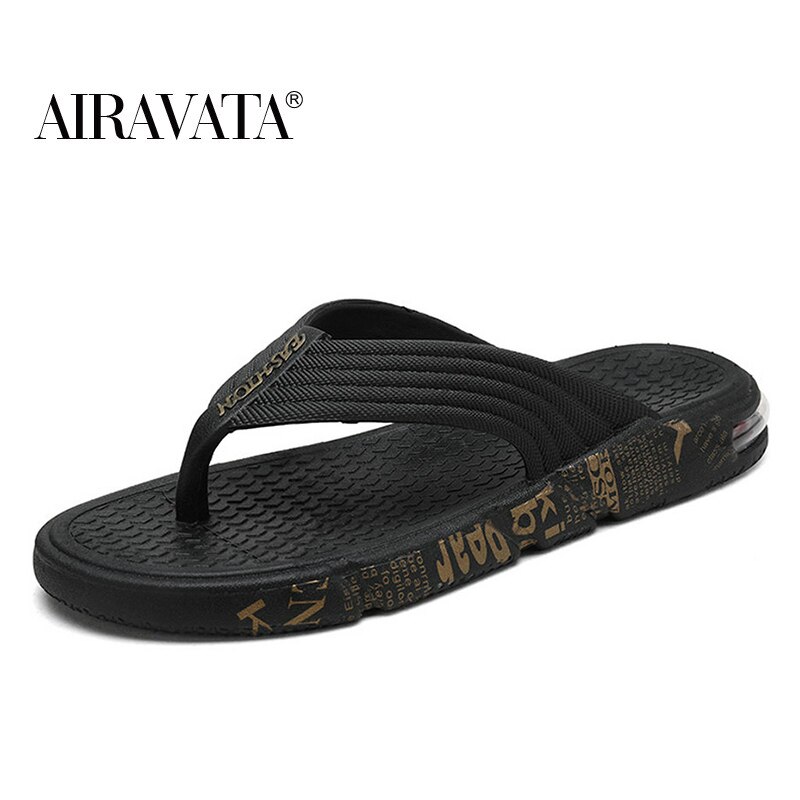 Chinelos masculinos de borracha, chinelos estilo simples, respiráveis, secagem rápida, praia, sapatos casuais para casa: Preto / 43