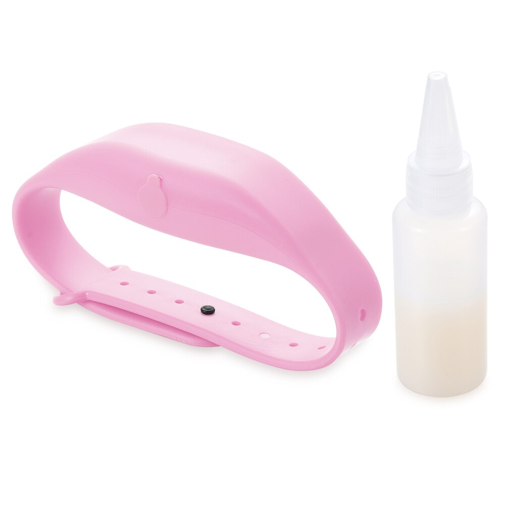 Dispensador portátil de silicona para viajes, para adultos y niños, Gel líquido para lavar a mano, pulsera con almacenamiento: 15ml pink