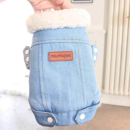 Herfst En Winter Dikke Warme Denim Katoenen Jas Pet Kleding Geschikt Voor Poedel, Pommeren, teddy Warm Te Houden En Comfotable: L / light blue