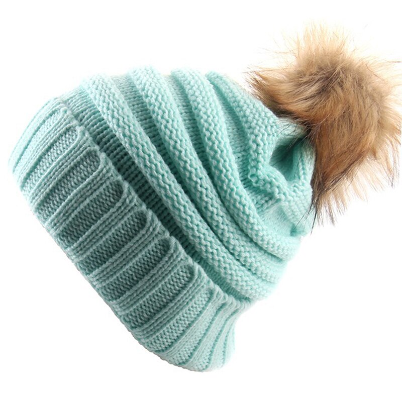 Beanies Men Winter Hat Women Knitted Hats For Men Cap Winter Beanie Hat Thick Warm Brimless Fur Bonnet Knitting Wool: 11  Light blue