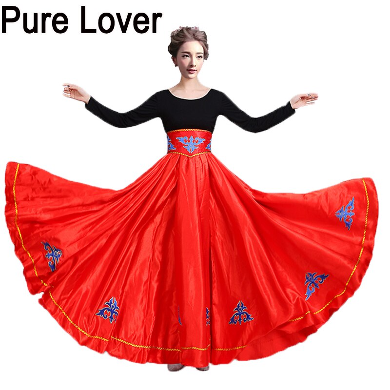 Chrome Skirt With 720° Swing - Satin Belly Dance Skirt For Performances & Practice (90cm Length) Spanish Dance Skirt