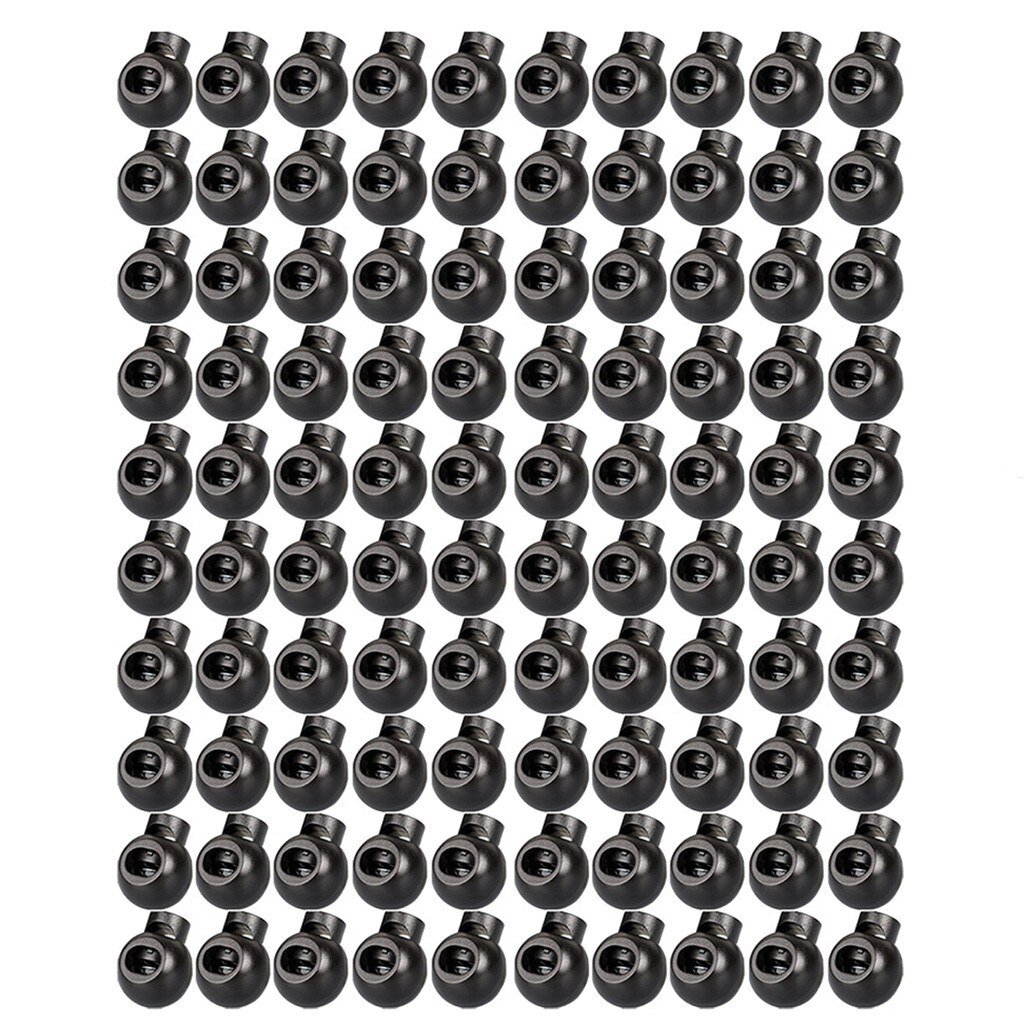 Touw Koord Sloten 100Pcs Clip End Ronde Bal Vorm Bagage Lanyard Stopper Schuiven