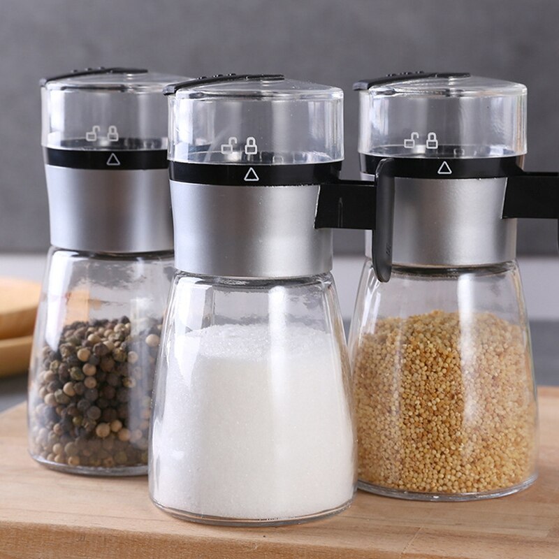 Glass Sealed Moisture-Proof Salt Sugar Bottle Spice Pepper Shaker 5G Push Type Spice Jar Kitchen Gadgets,2 Pcs