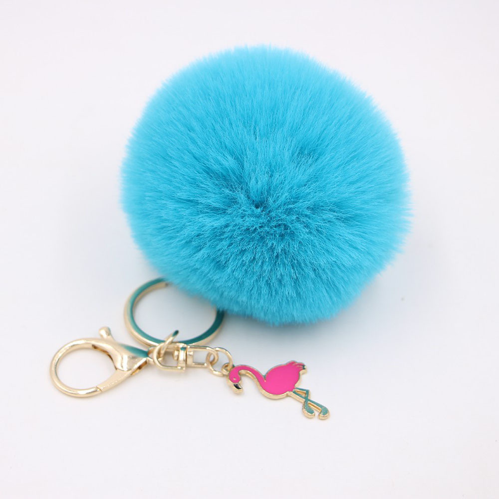 Porte-clés pompon moelleux, porte-clés flamant rose, couronne en peluche, joli porte-clés beurre en peluche, ornement pendentif pour sac à main, rose