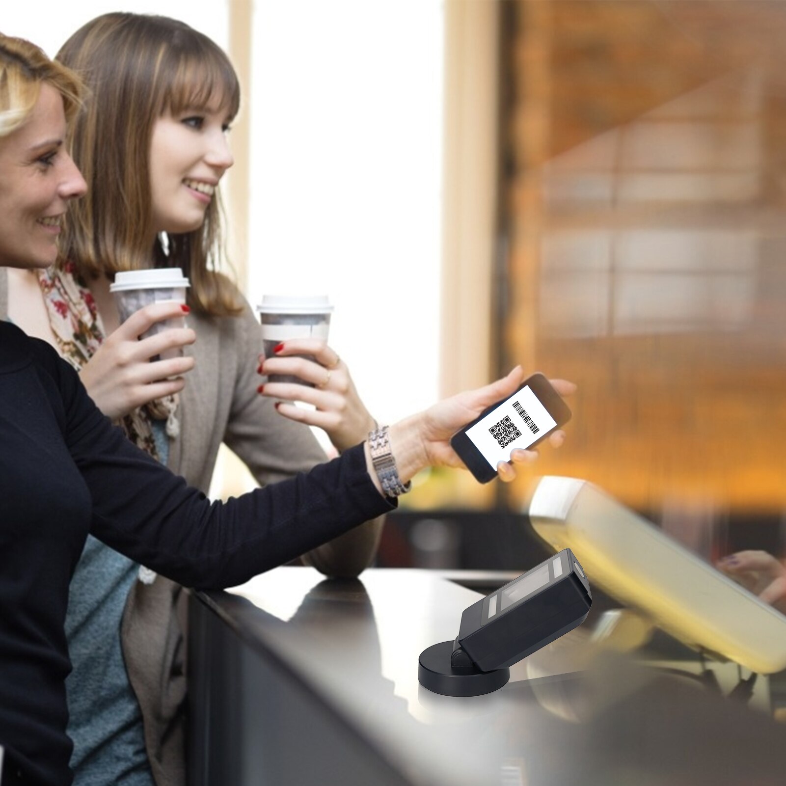 Desktop 1D 2D QR Omnidrectional Barcode Scanner Platform USB Wired Hands-free Automatic Bar Code Reader Adjustable Scanning Head