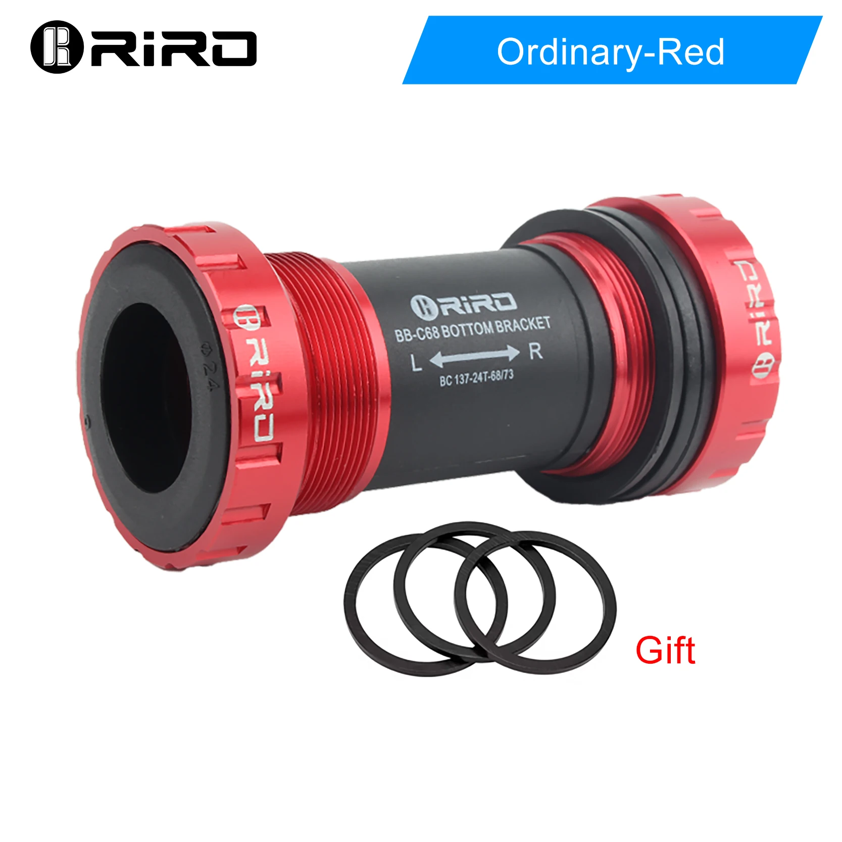 RIRO Bicycle Ceramic Bottom Bracket BB68/BB92 68/73MM Threaded BB MTB Sealed Bearings Road Bike 1.37/24mm Shaft Univesal Parts: Yellow