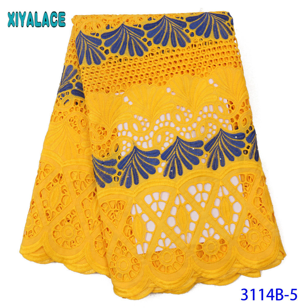African Nigerian Dry Lace Fabric Pure Cotton Swiss Voile Lace in Switzerland for Sewing Dresses KS3114B