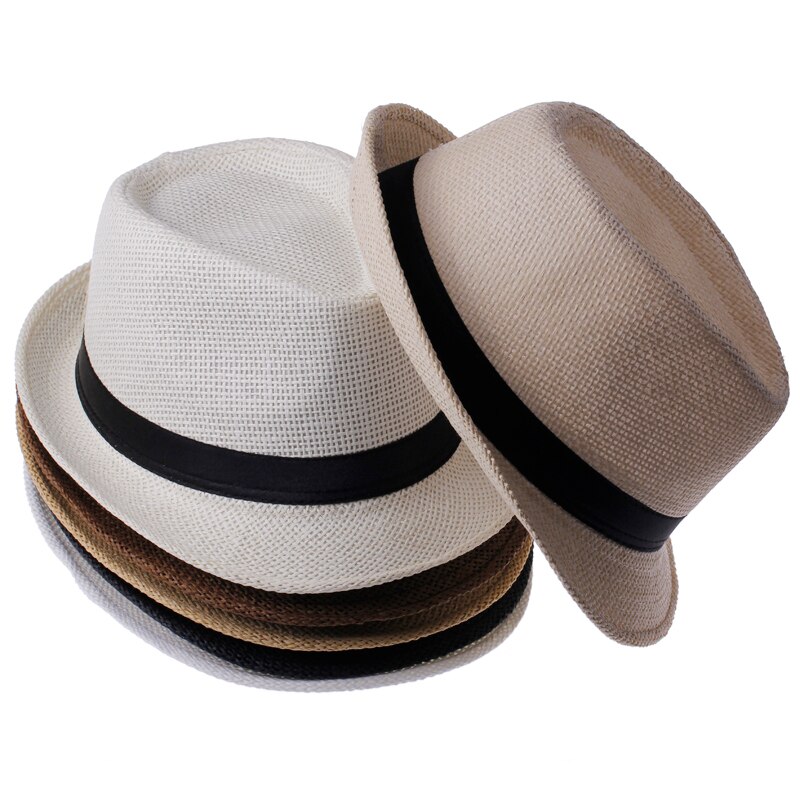 100% Handwork Child Summer straw Sun hat Boy Boho Beach Fedora hat Sunhat Trilby Girl Panama Hat Gangster Cap 25