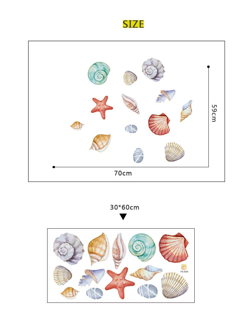 Ocean Grass Shell Sea Star Toilet Cover Sticker Decals,Shell Conch