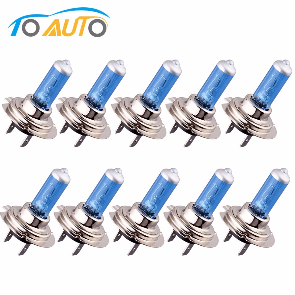 10pcs 24V H7 100W Halogen Bulb Super Bright Fog Lights High Power Car Headlight Lamps for Car Light Source parking White 5500K