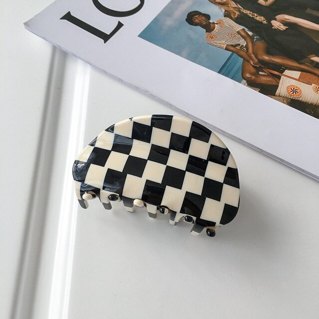 AccMax duże octan spinki do włosów kratkę siatki kratę mozaiki zaciski geometryczne Shark klip Big Grab Ins kobiety akcesoria: 11- 7.8CM