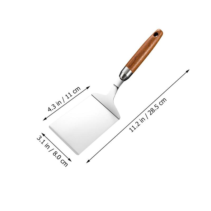 1Pc Stainless Steel Steak Spatula Multi-Function Teppanyaki Tool Cooking Iron Plate Roast Steak Shovel Pizza Shovel (Silver)