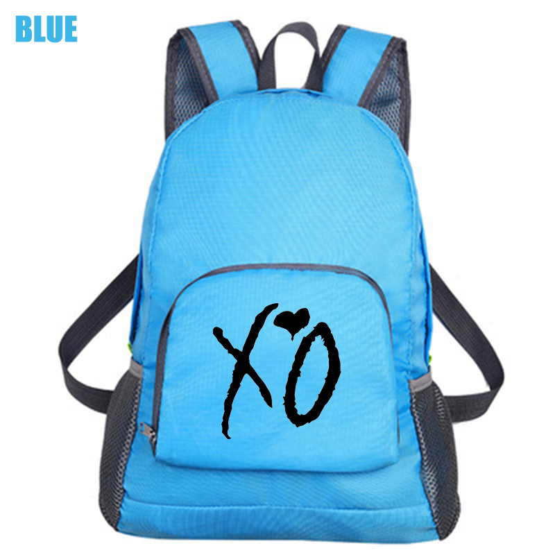 Moda carino zaino stampato borsa da studente pieghevole all&#39;aperto zaino leggero a spalla borse Casual da viaggio impermeabili Unisex: Blu