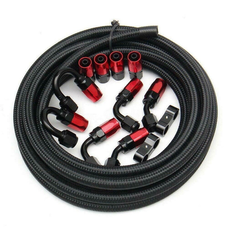 13 pièces 6AN AN-6 raccord en acier inoxydable Nylon tressé ligne de tuyau de carburant 16FT: Default Title