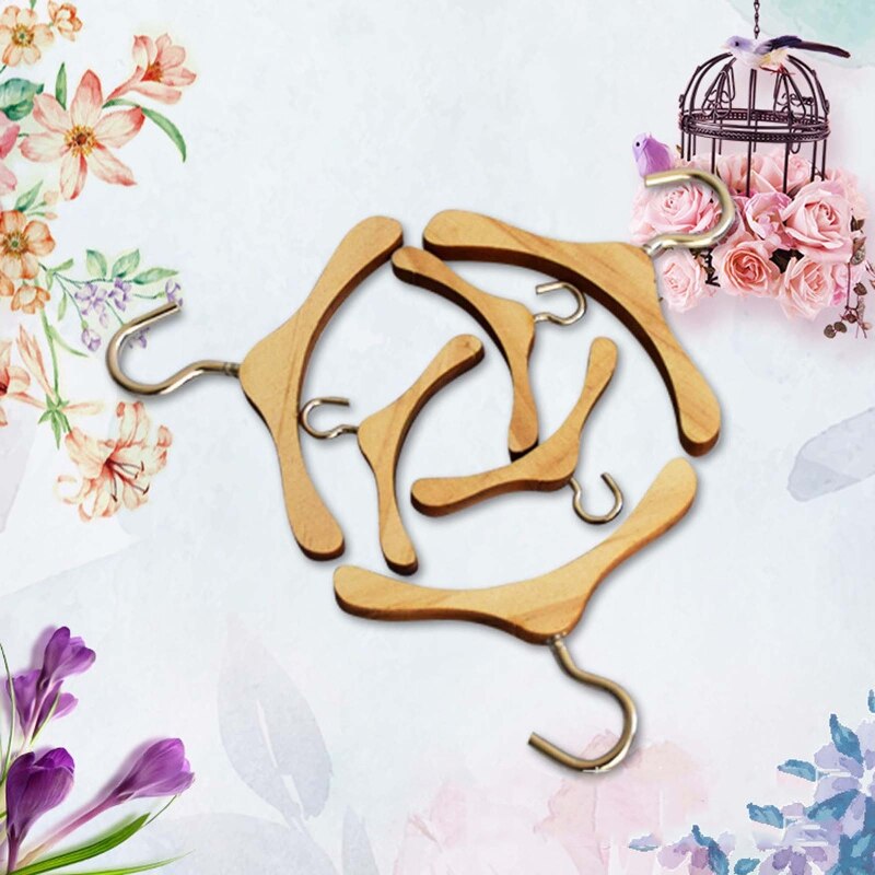 10Pcs Practical Non-Slip Wooden Dolls Clothes Hangers Coat Dress Jacket Organization Shelf Doll Accessories